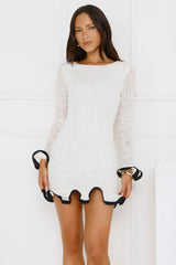 Luxury Lookbook Long Sleeve Mini Dress Off White