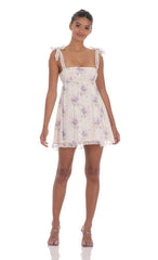 Floral Babydoll Dress in Cream
