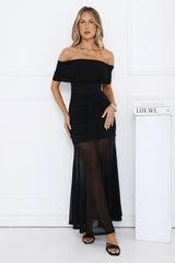Lumière Off Shoulder Mesh Maxi Dress